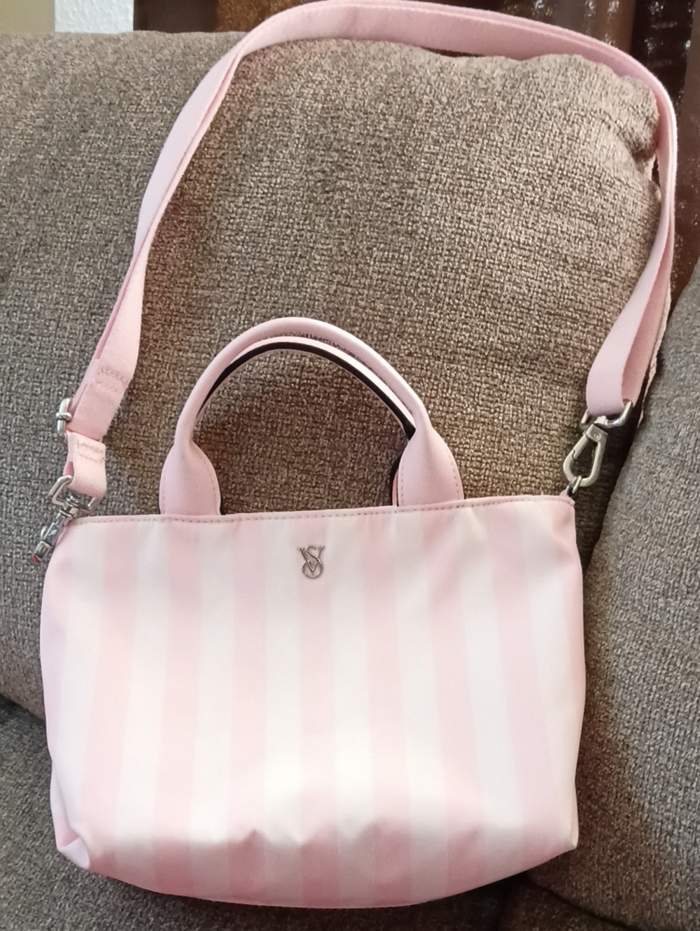 Victoria's Secret Pink Striped Crossbody Bag